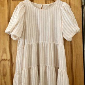 White Tiered Puff Sleeve Mini Dress